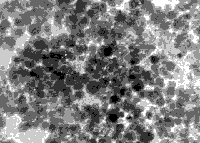 Электронная микрофотография (увеличено в 126000 раз) частиц порошка Al2O3